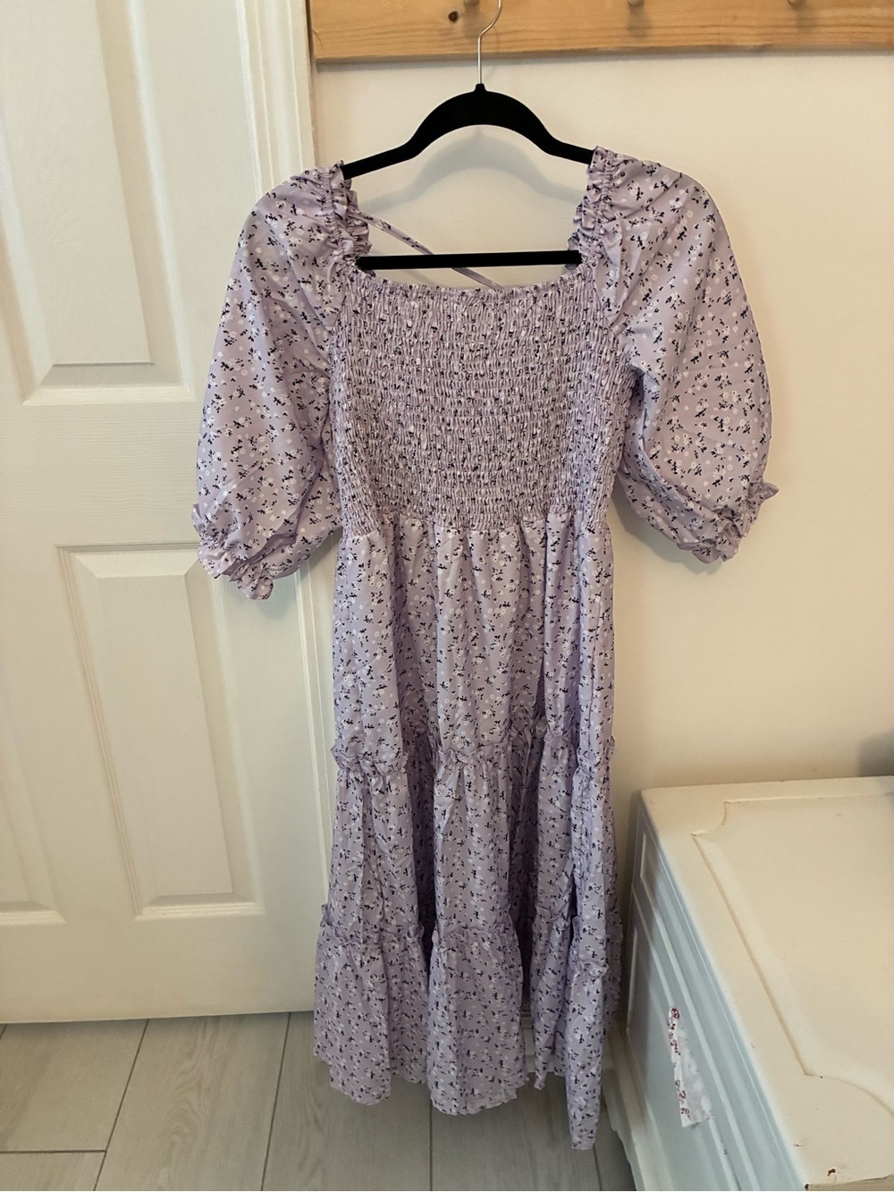 Lavender Floral Smocked Midi Dress - Women